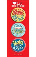 Book Nerd 3 Badge Set: (LoveLit Button Assortment)