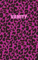 Vanity: Personalized Pink Leopard Print Notebook (Animal Skin Pattern). College Ruled (Lined) Journal for Notes, Diary, Journaling. Wild Cat Theme Design wi
