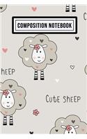Sheep Composition Notebook: Sheep Blank Lined Paper Composition Notebook / Journal - 110 Pages - Pocket Size 6x9