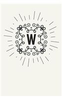 W: 110 College-Ruled Pages - Monogram Journal and Notebook with a Light Background and Classic Line Design - Personalized Initial Letter Journal - Mono