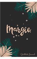 Margie Gratitude Journal: Pretty Daily Gratitude Personalized Journal For Women With Name And Fern Leaves