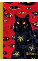 Notebook: Notebook: Black Cat Notebook/Journal with Spooky Eyeballs-100 Pages-Wide-Ruled- Perfect Gift for Black Cat Lovers-Perfect Notebook For Notes, Ideas,