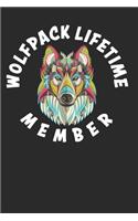 Wolfpack Lifetime Member: Funny and Cute Wolf Composition Book, Journal, Diary, Notebook for Wolves lovers. Wide Ruled Blank Lined. Diary, Notepad. 6"x9" 120 pages (60 sheets