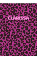 Clarissa: Personalized Pink Leopard Print Notebook (Animal Skin Pattern). College Ruled (Lined) Journal for Notes, Diary, Journaling. Wild Cat Theme Design wi