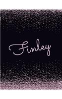 Finley: Finley lined personalized girls lined journal, notebook, blank book. Large Attractive journal: pink and black glitter texture effects. Arty stylish 