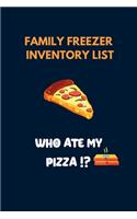 Who Ate My Pizza?!: Family Freezer Inventory List: 100 pages to keep track of the refrigerator's items: Know what you have in your freezer and make your shopping easier