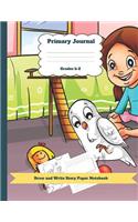 Primary Journal Grades K-2 Draw and Write Story Paper Notebook: Parrot Theme Dashed Mid Line and Picture Space Plus Coloring Pages for Boys and Girls