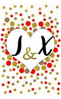 I and X Personalized Monogrammed notebook journal gift with Two Initials for Couples and lovers on valentine's day, wedding anniversary and special occasions with beautiful golden glitter red and confetti cover