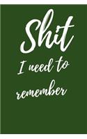 Shit I Need To Remember: Internet Password Logbook, Journal & Notebook, Log Book For Disorganized People