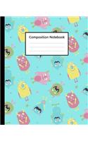 Composition Notebook: Monsters Pastel Colorful, 110 Pages 7.5"x9.25" College Wide Ruled Paper Notebook Journal, Blank Lined Workbook for Teens Kids Students Girls Boys fo