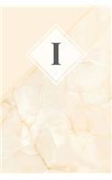 I: Initial Monogram Notebook - Elegant Gold Marble Diary - Cute Gift for Women and Girls - College ruled 6 x 9 Journal