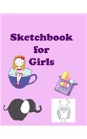 Sketchbook for Girls: Large 120 Page Sketchbook with Cute Girly Designs in the top corners for coloring, copying or just for inspiration. Ideal Gift for Christmas, Birthd
