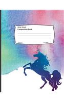 Composition Book: Unicorn Rainbow Composition Book Journal- Notebook for School (8.5 x 11, Wide Rule)