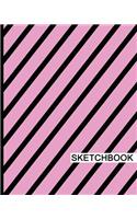 Sketchbook: 8" x 10", Drawing Sketchbook, Unlruled Notebook, Drawing Paper Pad, Stripes (Pink) - (Sketch book)