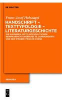 Handschrift-texttypologie-literaturgeschichte: Die Kleineren Mittelhochdeutschen Reimpaardichtungen Des 13. Jahrhunderts Und Der Wiener Stricker-codex 2705