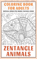 Zentangle Animals - Coloring Book for adults - Buffalo, Guinea pig, Rhino, Panther, other