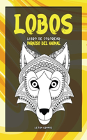 Libro de colorear - Letra grande - Paraíso del animal - Lobos
