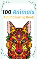 100 Animals Adult Coloring Book