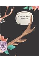 Cornell Notes Notebook: 8.5x11 Beautifully Rustic Black and Floral Cornell Method Book with 150 pages for University Level Note Taking