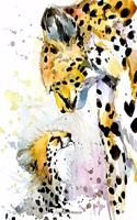 Graph Paper Notebook: Quad Ruled Graphing Paper, 200 Pages, Cheetah and Cub Watercolor (8.5x11)