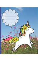 Cute Girly Unicorn Sunflowers Blank Composition Notebook