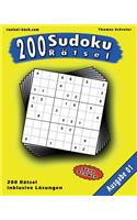 200 Sudoku Rätsel: 200 schwere 9x9 Sudoku mit Lösungen