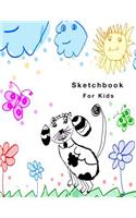 Sketchbook For Kids: 110 pages, White paper, Sketch, Draw and Paint (Dog on a meadow)