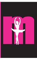 M Notebook: SIMPLE Pink Cover with Ballet ballerina girl dancing, Lined school with A-Z Tabs use as a journal, notebook, diary...for Girls Kids - M - 110 Pages 