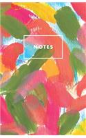 Notes: Colorful Finger Paint Paperback Journal / Diary / Notebook with 100 Lined, Cream-colored Pages for Writing Notes and Hand-Painted Design Elements by