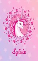 Sylvie: Unicorn Large Blank Primary Sketchbook Paper - Pink Purple Magical Horse Personalized Letter S Initial Custom First Name Cover - Drawing Sketch Book