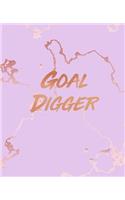 Goal Digger: Inspirational Quote Notebook, Beautiful Pink Marble and Rose Gold - 7.5 x 9.25, 120 College Ruled Pages