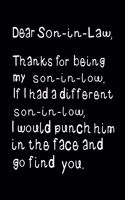 Dear Son-In-Law, Thanks for Being My Son-In-Law