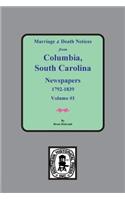 Marriage & Death Notices from Columbia, South Carolina Newspapers, 1792-1839