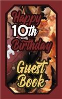 Happy 10th Birthday Guest Book: 10 Tenth Ten American Football Celebration Rugby Message Logbook for Visitors Family and Friends to Write in Comments & Best Wishes Gift Log (Gridir