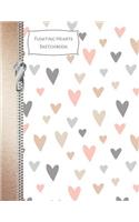 Floating Hearts Sketchbook: Doodle Heart Drawing Art Book for Artists