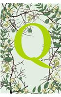 Q: Letter Q Monogram Initials Green Tree Branches Nature Notebook & Journal