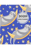 2020 Weekly Planner: Daily and Monthly Calendar Schedule From January 2020 through December 2020 - Notes pages - Bill & Personal Expense Log Included - Sloth Themed cove