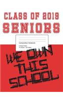 Class of 2019 Red and White Composition Notebook