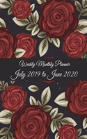 Weekly Monthly Planner July 2019 to June 2020: Red Rose Flowers, Calendar Book July 2019-June 2020 Weekly/Monthly/Yearly Calendar Journal, Large 8.5" x 11" 365 Daily journal Planner, 12 Months Ju