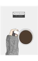 Notebook: Coffee girl on gray cover and Lined pages, Extra large (8.5 x 11) inches, 110 pages, White paper(3 Coffee Girl on Gray Notebook)