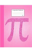 Pi Composition Notebook: Half College Ruled, half graph 5x5 Paper to write in for school, take notes, for architecture students, math teachers, homeschool, glossy pink 3.14 