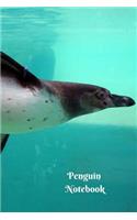 Penguin Notebook: Underwater Swimming Penguin 6 X 9 Blank Lined Writing Notebook Journal, 110 Pages