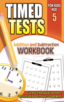 Timed Tests Addition and Subtraction Workbook for Kids Age 5