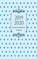 2019 2020 Weekly & Monthly Planner: Blue Dots Pattern Teacher Journal Planner Notebook Organizer - Daily Weekly Monthly Annual Activities Calendars To Do Class Lists Grade Tracker- Bac