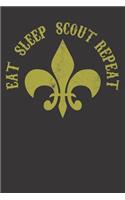 Notebook: College Ruled 6x9 120 Pages Vintage Scout Eat Sleep Repeat Funny Team Camp Leader Gift