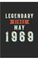 Legendary Since May 1969: Dotted Bullet Notebook (6 x 9 - 120 pages) Birthday Years Themed Notebook for Daily Journal, Diary, and Gift