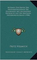 Beitrage Zur Kritik Der Abstammungsfrage Des Hausrindes Mit Besonderer Rucksicht Auf Die Heutigen Niederungsschlage (1904)