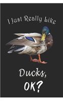 I Just Really like Ducks, OK ? Journal: 6*9 Lined Diary Notebook, Journal or Planner and birthday Gifts with 120 pages, Funny Gifts for Ducks Lovers