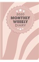2020 Monthly Weekly Diary: 1 Year, January to December, UK Schedule and Appointment Planner for Goal Setting and Reflection with a Pink Zebra Design