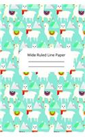 Baby Alpaca Theme Wide Ruled Line Paper